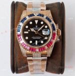(ROF) Swiss Copy Rolex GMT-Master II Rose Gold Diamonds Watch Custom Made